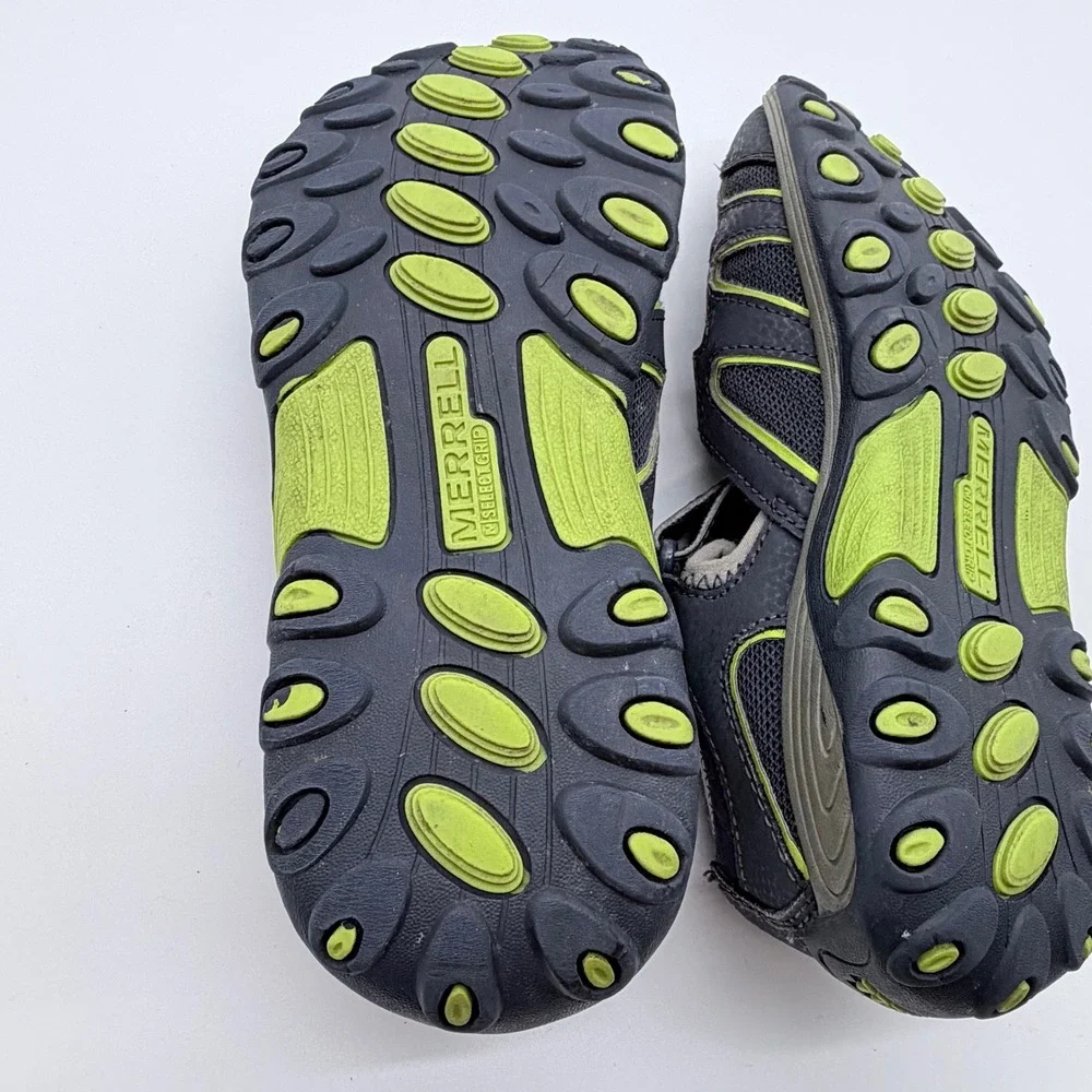 Merrell Hydro Kids Water‎ Sandals Grey Lime Green Size 2M MC54859 Hiking Shoes